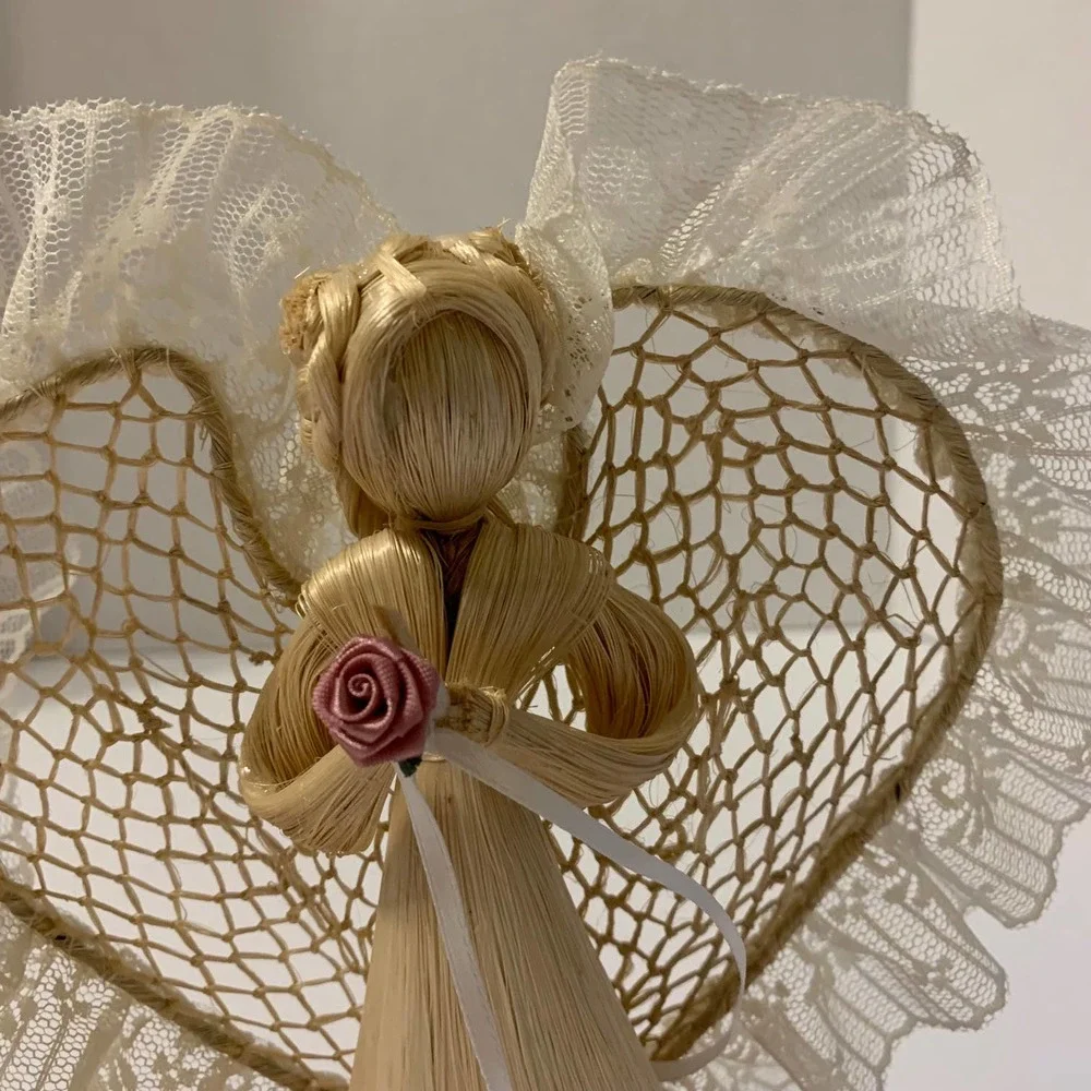 Vintage‎ Corn Silk Angels Dolls Tree Toppers Set of 2